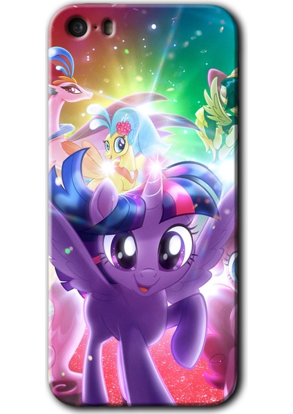 Apple iPhone 5s Kılıf Hd Desen Baskılı Arka Kapak + Temperli Cam - Pony