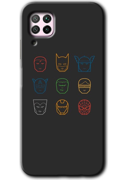 Huawei P40 Lite Kılıf Hd Desen Baskılı Arka Kapak + Temperli Cam - Avengers Minimalism