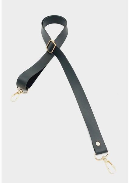 Suni Deri Ayarlı Çanta Sapı 120X2.4 cm Siyah Light Gold Metal