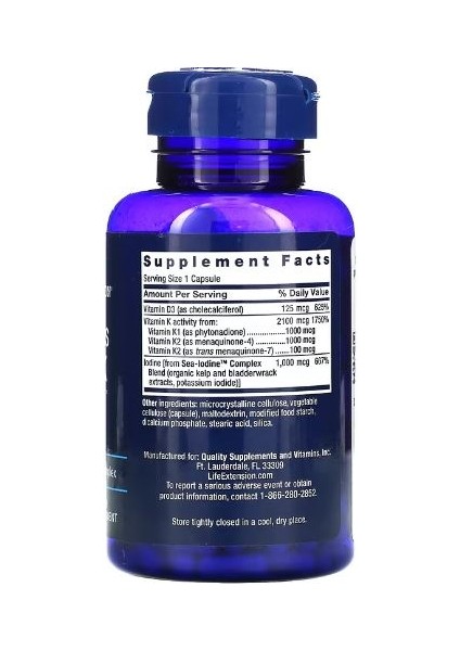 Life Extension, Vitamin D Ve K & Sea-Iodine, 60 Kapsül
