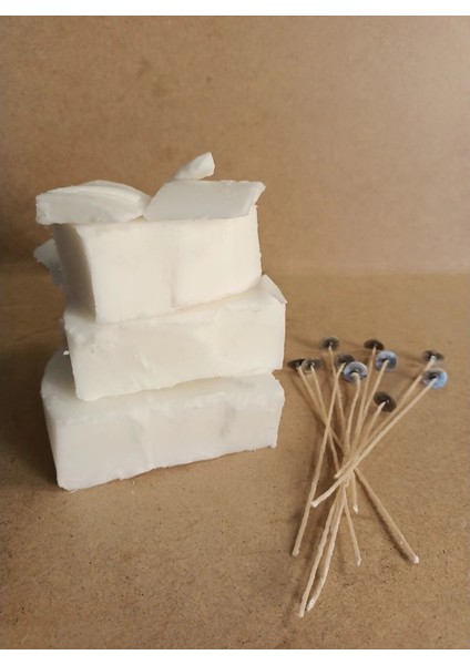 1 kg Doğal Soya Wax ve 5 Adet Hazır Fitil