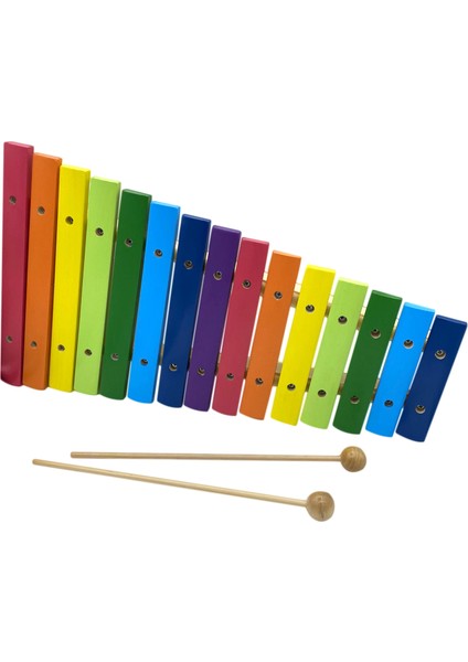 Eğitici Ahşap Oyuncak 15 Notalı Gökkuşağı Ahşap Ksilofon Müzik Aleti