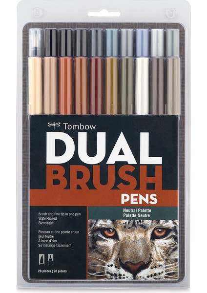 : Ab-T Dual Brush Pen Grafik Kalem Seti : Nötr Renkler (20 Renk)