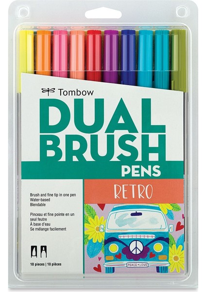 : Ab-T Dual Brush Pen Grafik Kalem Seti : Retro Renkler (10 Renk)