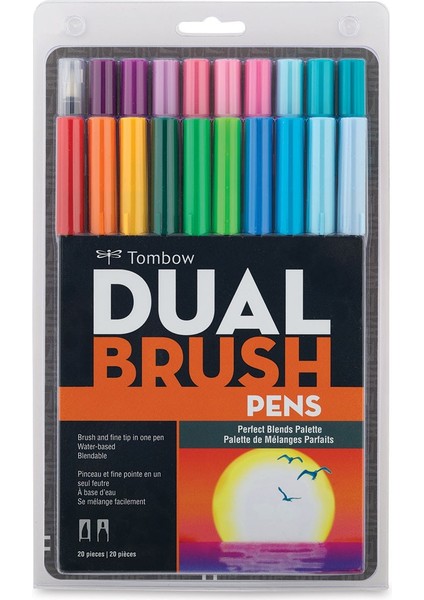 : Ab-T Dual Brush Pen Grafik Kalem Seti : Mükemmel Karışım Renkler (20 Renk)
