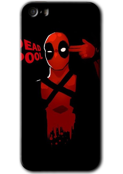 Apple iPhone 5s Kılıf Hd Desen Baskılı Arka Kapak + Temperli Cam - Deadpool 4