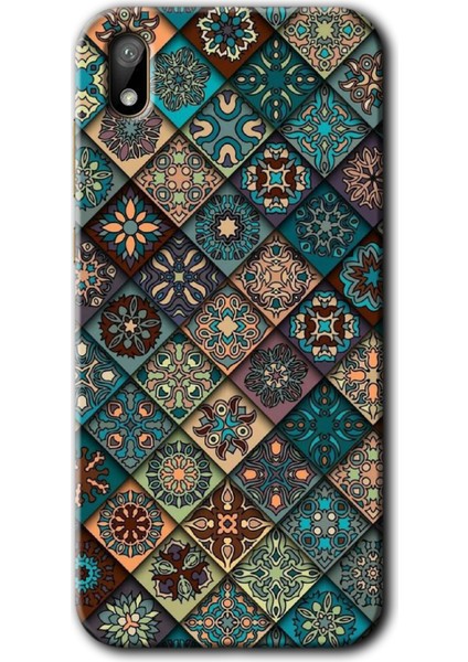 Huawei Y5 2019 Kılıf Hd Desen Baskılı Arka Kapak + Temperli Cam - Mat Mandala
