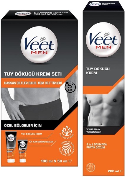 Veet Men Tüy Dökücü Krem Seti 100 Ml + 50 Ml + Veet Men Tüy Dökücü Krem 200 Ml