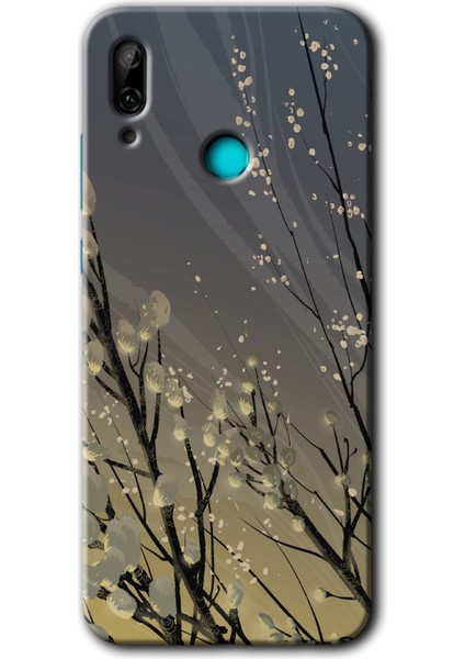 Huawei P Smart 2019 Kılıf Hd Desen Baskılı Arka Kapak + Temperli Cam - Branches Flowers