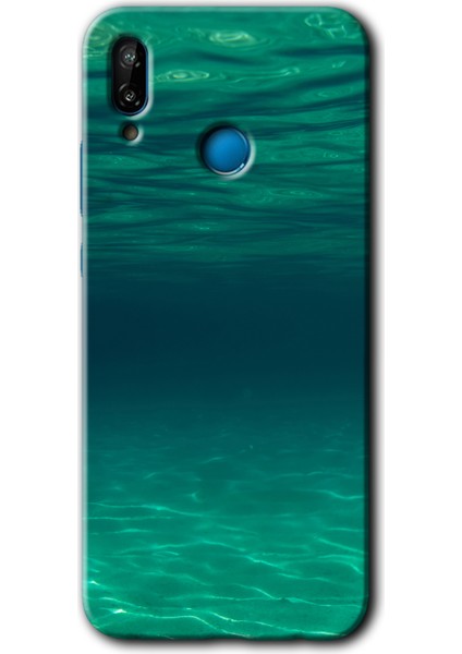 Huawei P20 Lite Kılıf Hd Desen Baskılı Arka Kapak + Temperli Cam - Derin Deniz