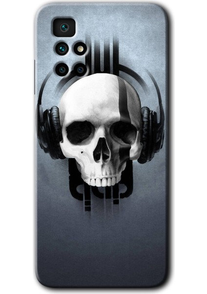 Xiaomi Redmi 10 Kılıf Hd Desen Baskılı Arka Kapak + Temperli Cam - Müzik Kurukafa