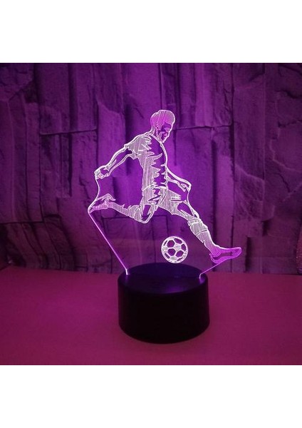 Futbol 3D Lamba, LED Gece Işık Illusion Lambaları 7 Renkler Değişim Dokunmatik Kontrol USB Optik Masa Lambası(Yurt Dışından)