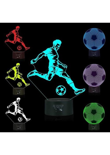 Futbol 3D Lamba, LED Gece Işık Illusion Lambaları 7 Renkler Değişim Dokunmatik Kontrol USB Optik Masa Lambası(Yurt Dışından)