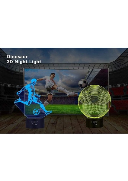 Futbol 3D Lamba, LED Gece Işık Illusion Lambaları 7 Renkler Değişim Dokunmatik Kontrol USB Optik Masa Lambası(Yurt Dışından)