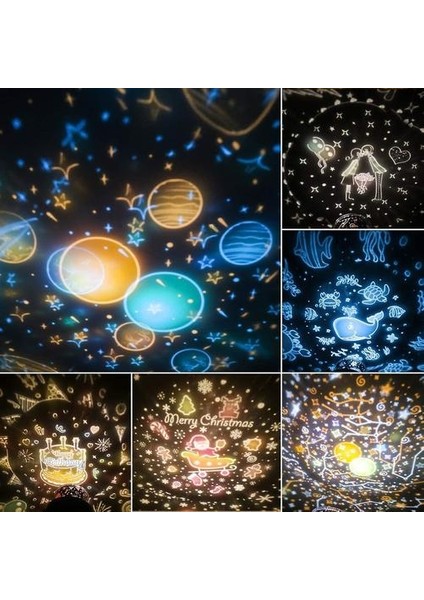 Çocuklar Gece Lambası Yıldız Lambası Projektör, 360 ° Müzik Rotasyon Gece Lambası(Yurt Dışından)