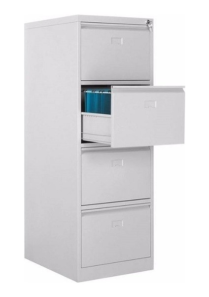 Dört Çekmeceli Metal Kartoteks Askılı Dosya Dolabı Gri