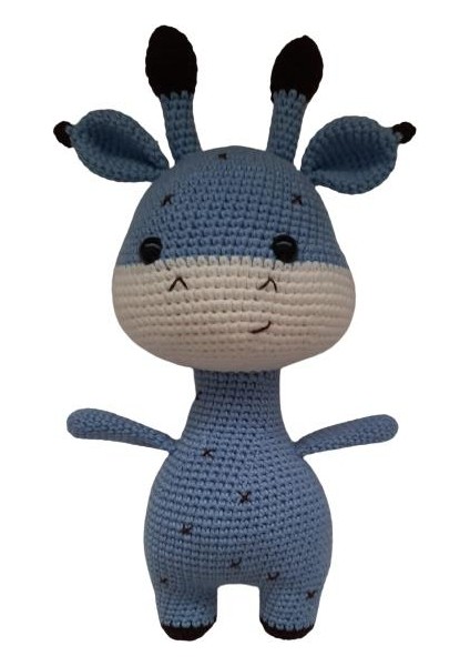 Mavi Sevimli Zürafa Uyku Arkadaşı Amigurumi Organik Oyuncak