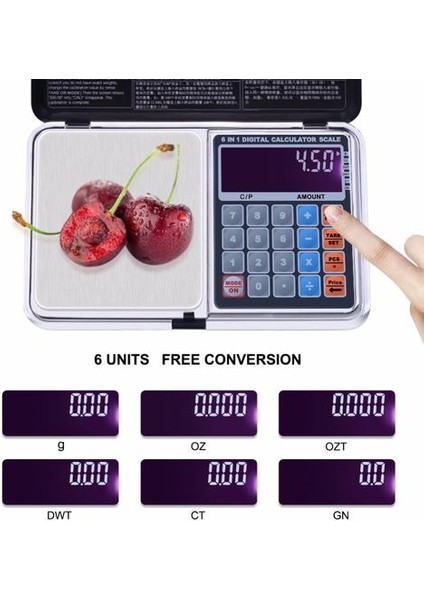 6 In 1 Çok Fonksiyonlu Dijital Terazi Elektronik 500G Ağırlık Dengesi ile Palm Hesap Makinesi Tasarım(Yurt Dışından)