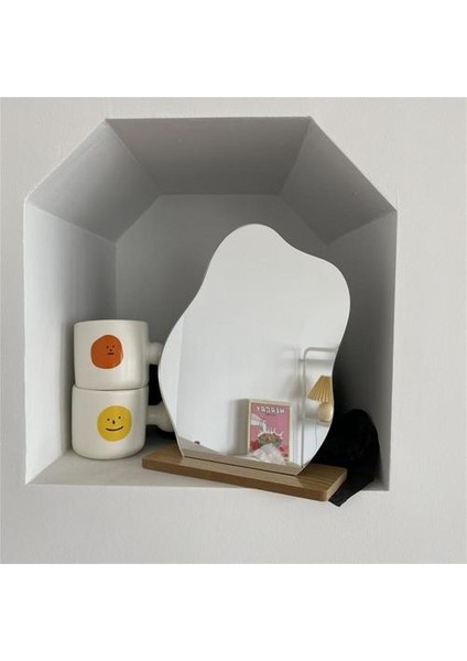 Makyaj Aynası Yıldız Şekli Akrilik Lens Ahşap Baz Güzellik Araçları Banyo Aynası Banyo Aynaları(Yurt Dışından)