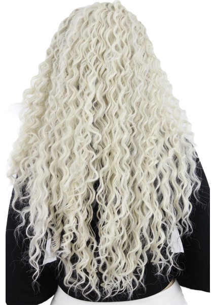 Afro Dalgalı Tül Peruk Beyaz Platin 300 Gr 70 Cm modelleri