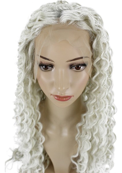 Afro Dalgalı Tül Peruk Beyaz Platin 300 Gr 70 Cm fırsatları