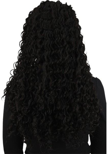 Afro Dalgalı Tül Peruk Koyu Kestane 300 Gr 70 Cm modelleri