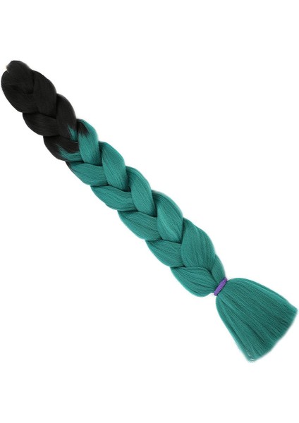 Afrika Örgüsü Rasta Ve Box Braid Için Sentetik Saç 165 Gram - Siyah/Yeşil Ombreli