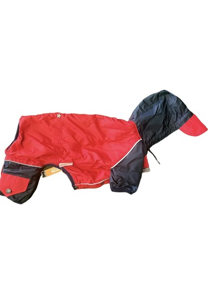 Küçük Irk Köpek Için Içi Polar Tulum Yağmurluk Kırmızı modelleri