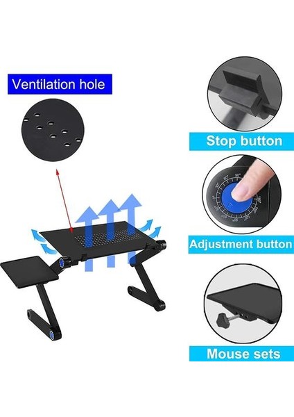 Katlanabilir Dizüstü Standı Masa Masası Dizüstü Fare Pad ile Isı Havalandırma Dizüstü Tutucu Stand(Yurt Dışından)