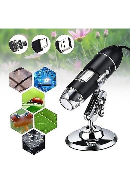 Dijital Mikroskop 3 Aradan 1 Port Typ-C Tip 1000X Büyütme Taşınabilir Yüksek Tanımlı USB Dijital Büyüteç Endüstrisi Mikroskop(Yurt Dışından)