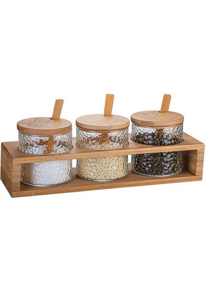 280ML Dövme Cam Depolama Kavanoz Seti Düz Bambu Raf Baharat Kutusu Mutfak Tuz Şeker Baharat Şişe Aracı(Yurt Dışından)