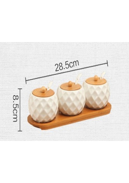 3 Adet / Takım Seramik Baharat Kavanoz Mutfak Malzemeleri Baharat Kutusu Kiti ile Ahşap Tepsi 190 ml Şeker Tuz Shaker Biber Saklama Tenceresi | Şişeler, Kavanozlar ve kutular(Yurt Dışından)