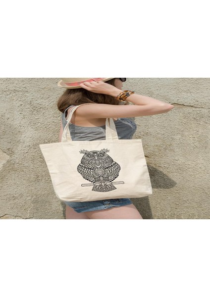 Mandala Tasarım Baskılı Ham Bez Çanta #ct-33