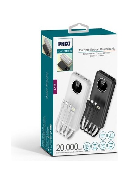 Phıxı Powerbank 20000 Mah P21 Siyah