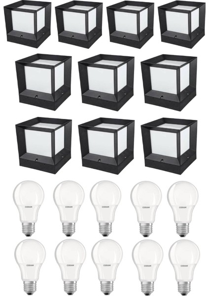 10 Adet Gün Işığı Set Üstü Kare Küp Bahçe Aydınlatma Armatürü