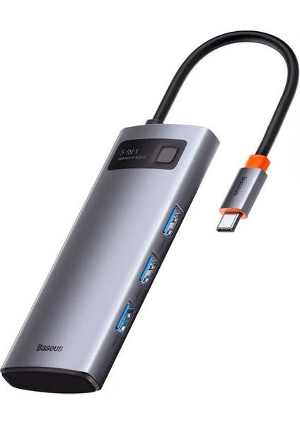 Baseus Metal Gleam 5in1 Multifonksiyonel Type-C Hub Adaptör Dock Station