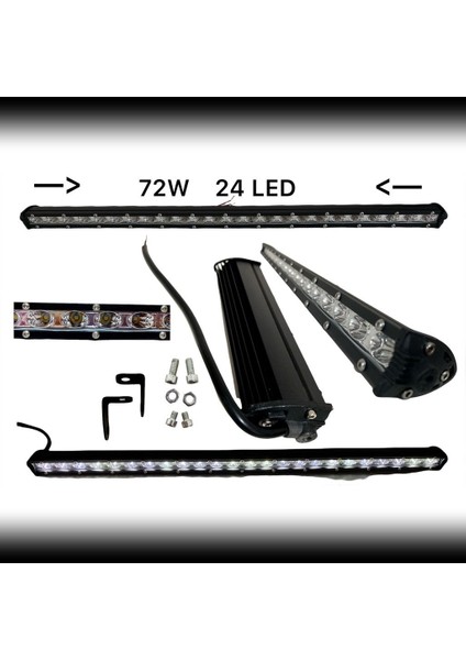 NKT GROUP 72 W 24 LED Off Road  Yayıcı Delici Metal Bar Gündüz Farı Lambası Projektör 65CM