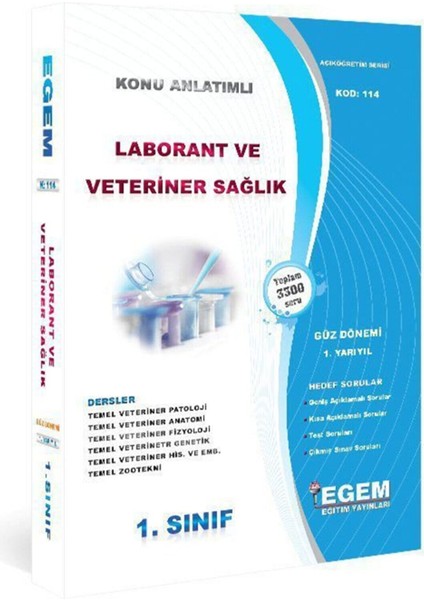AÖF Laborant ve Veteriner Sağlık 1. Sınıf 1. Yarıyıl Konu Anlatımlı Soru Bankası Güz