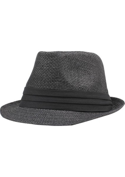 Warm Shoping Unisex Hasır Şapka Kontrast Şerit Fedora (Yurt Dışından)