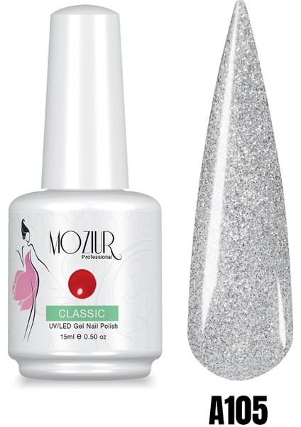 Mozıur Uv LED Kalıcı Oje 15 ml Simli Seri