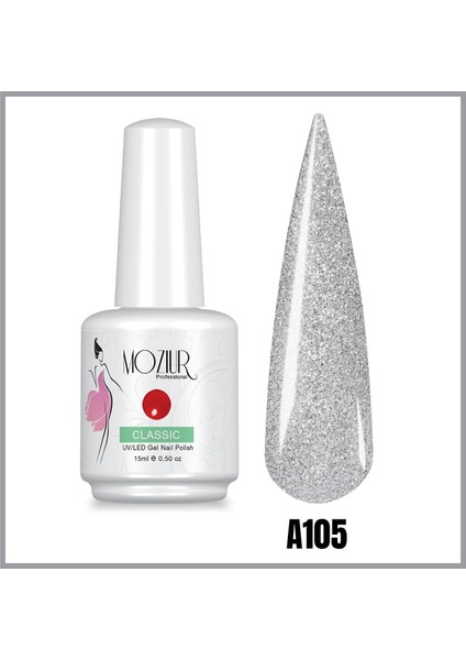 Mozıur Uv LED Kalıcı Oje 15 ml Simli Seri