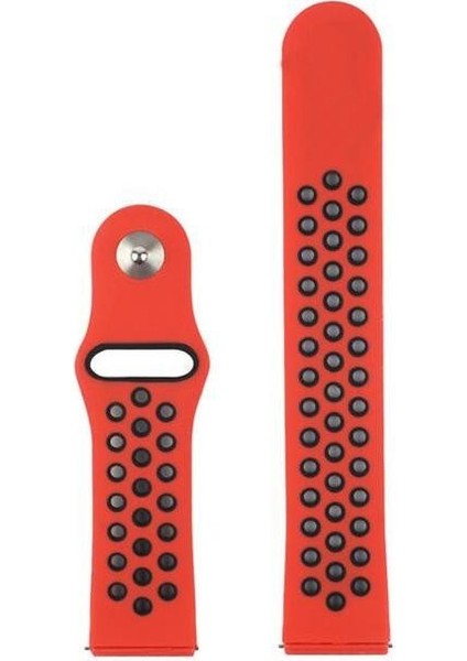 Garmin Venu Sq-sq Music Için Delikli Silikon Kordon Kayış Kırmızı Siyah