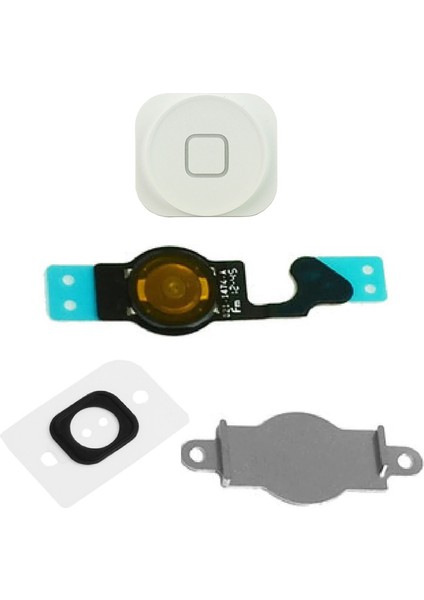Apple iPhone 5 Home Tuş Orta Tuş Film Flex Buton Set - Beyaz