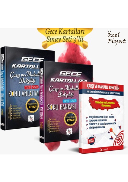 2'lü Set Gece Kartalları Çarşı ve Mahalle Bekçiliği Alımına Özel Hazırlık Konu Anlatımı - Soru Bankası - 5 Bekçilik Denemesi