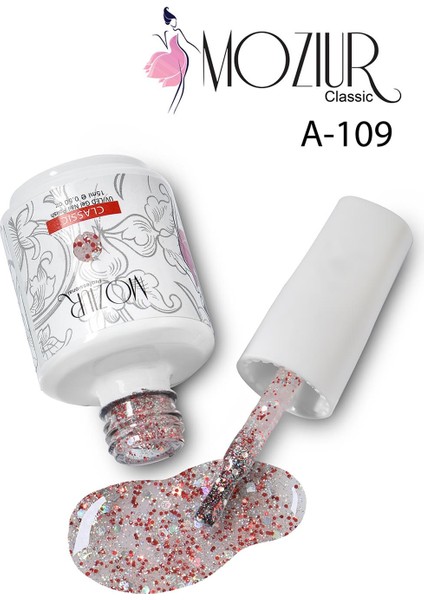 Mozıur Uv LED Kalıcı Oje 15 ml Simli Seri