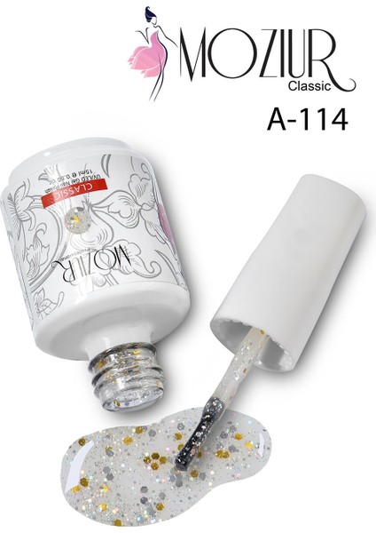 Mozıur Uv LED Kalıcı Oje 15 ml Simli Seri