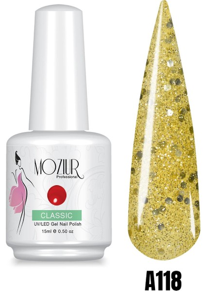 Mozıur Uv LED Kalıcı Oje 15 ml Simli Seri