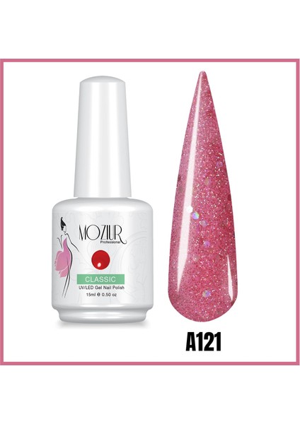 Mozıur Uv LED Kalıcı Oje 15 ml Simli Seri