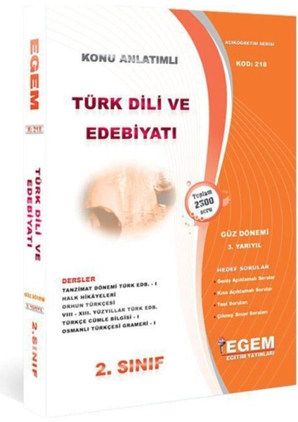 AÖF Türk Dili ve Edebiyatı 2. Sınıf 3. Yarıyıl Güz Tüm Dersler Konu Anlatımlı Soru Bankası Güncel