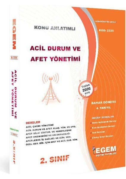 AÖF 2. Sınıf Acil Durum ve Afet Yönetimi Konu Anlatımlı Soru Bankası-Bahar Dönemi(4. Yarıyıl)